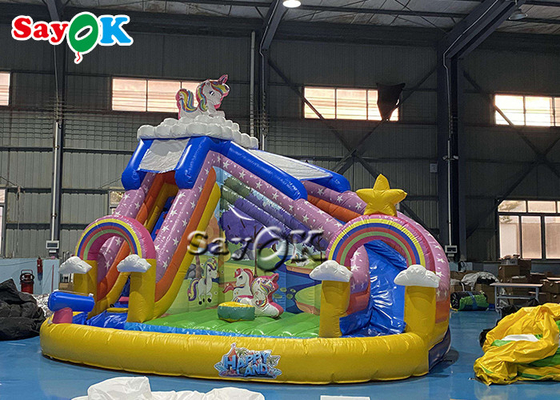 Unicorn Themed Inflatable Bounce House-Dia met Bal Pit Pool