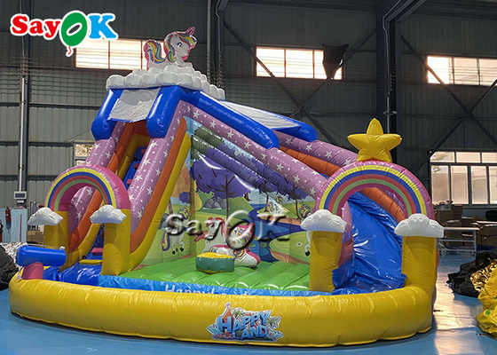 Unicorn Themed Inflatable Bounce House-Dia met Bal Pit Pool