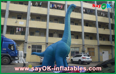 Opblaasbare kerstdinosaurus 10m Blauwe grote opblaasbare dinosaurus PVC waterdicht opblazen tekenfilmfiguren draak