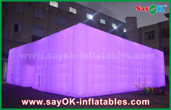 Promotionele opblaasbare camping kubus tent met led licht voor evenement feest opblaasbare huis tent