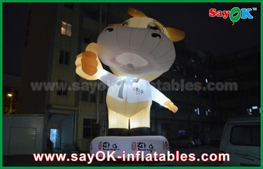 Reclame 10m reusachtige oxford koe opblaasbare cartoon witte kleur met led licht cartoon personages voor verjaardagsfeestjes