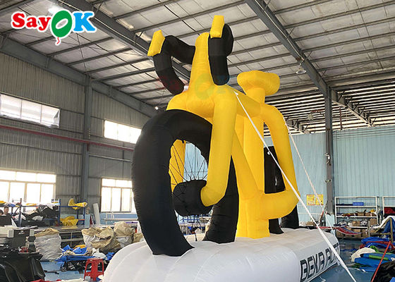 Gele reclame hoge aangepaste opblaasbare producten promotionele model fiets met print