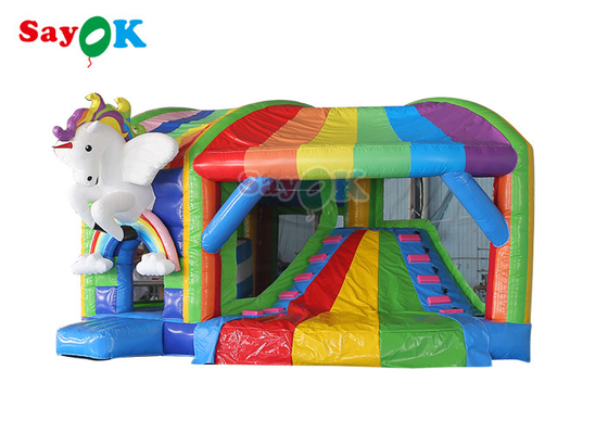 Regenboogjonge geitjes Opblaasbaar het Springen Kasteel Unicorn Bouncy Castle With Slide