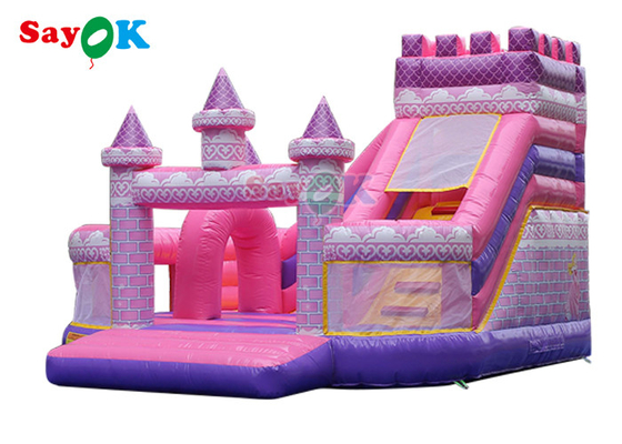 De roze Meisjes die van Prinsesinflatable castle slide Opblaasbaar Spronghuis voor Pretpark spelen