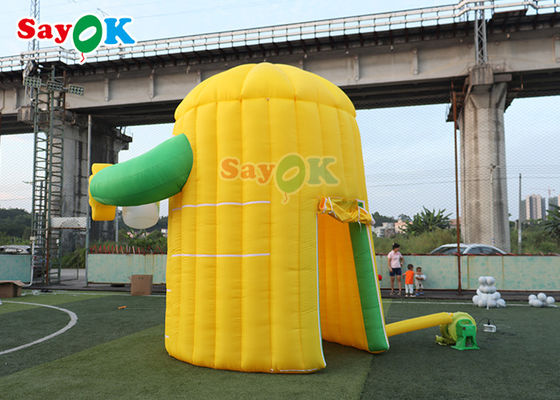 Oxford opblaasbare luchttent Lemon Cartoon Booth Geventileerde Op maat gemaakte opblaasbare gazon tent