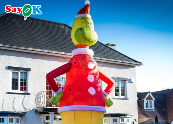 30ft Grinch opblaasbare cartoonfiguren Groen monster kersthoed Huishouden opblaasbare staande decoratie