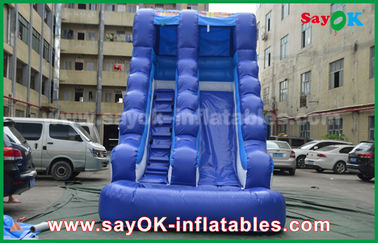 Opblaasbare springbouncer / Veiligheid PVC-doek Opblaasbare springbouncer glijbaan Gele / Blauwe Kleur Voor spelen