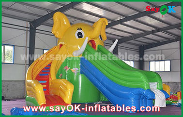 Opblaasbare waterglijbanen voor kinderen Reuze opblaasbare stier / olifant Cartoon Bouncer Waterglijbanen voor volwassenen en kinderen