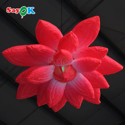 Gepersonaliseerde Purple Giant Hanging Lotus Flower opblaasbare LED licht bloemen voor evenement decoratie reclame