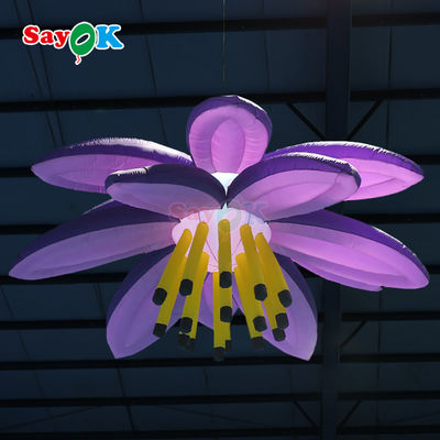 Giant LED-verlichting Hangende bloemen Paarse opblaasbare lotusbloem Voor evenement trouwclub decoratie