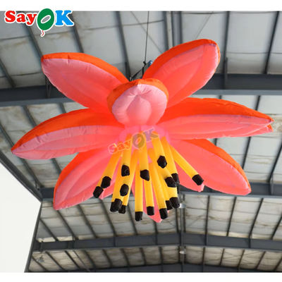 Gepersonaliseerde Purple Giant Hanging Lotus Flower opblaasbare LED licht bloemen voor evenement decoratie reclame