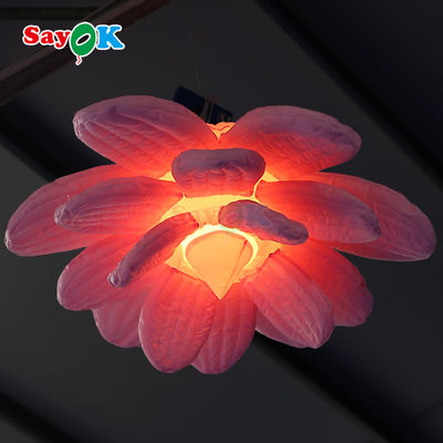 Gepersonaliseerde Purple Giant Hanging Lotus Flower opblaasbare LED licht bloemen voor evenement decoratie reclame