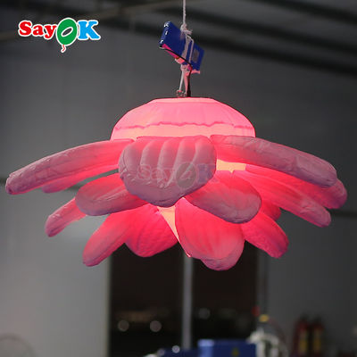 Gepersonaliseerde Purple Giant Hanging Lotus Flower opblaasbare LED licht bloemen voor evenement decoratie reclame
