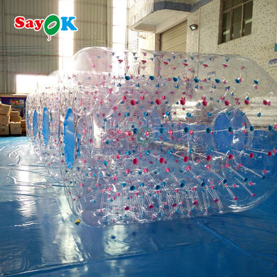 Sayok opblaasbare drijvende rol Aqua Zorbing Ball Transparent PVC Cylinder Mensenwaterbollen voor waterspel