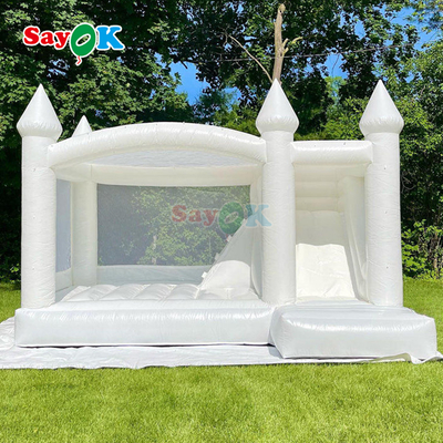 Commerciële PVC Opblaasbare Springkussen Glijbaan Combo Witte Opblaasbare Bruiloft Springkussen
