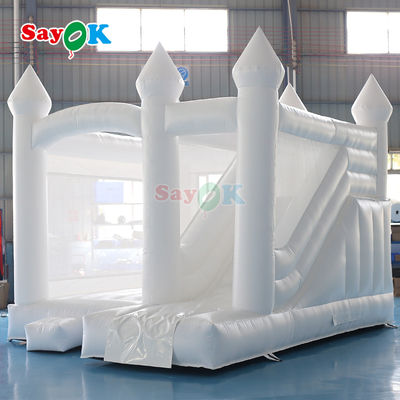Commerciële PVC Opblaasbare Springkussen Glijbaan Combo Witte Opblaasbare Bruiloft Springkussen