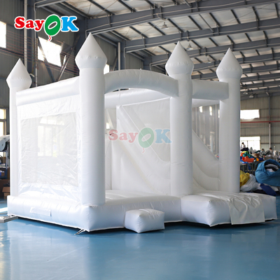 Commerciële PVC Opblaasbare Springkussen Glijbaan Combo Witte Opblaasbare Bruiloft Springkussen