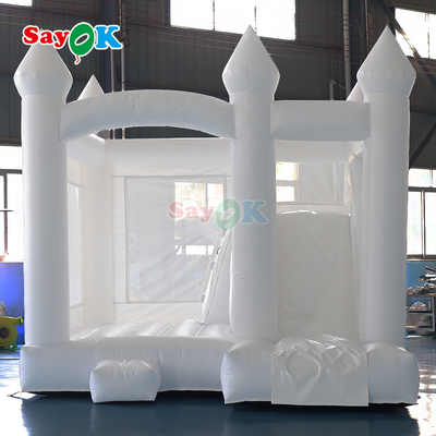 Commerciële PVC Opblaasbare Springkussen Glijbaan Combo Witte Opblaasbare Bruiloft Springkussen