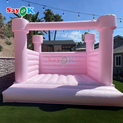 Roze Opblaasbare Kleine Springkasteel Witte Opblaasbare Springkasteel voor Verjaardagsfeest