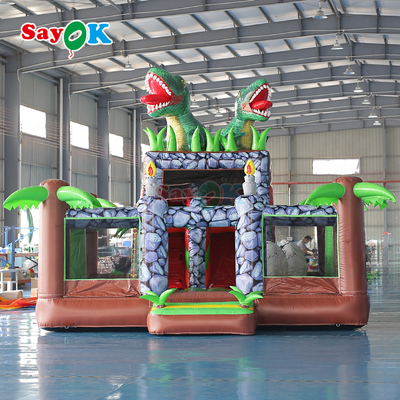 Sayok Commerciële Opblaasbare Dino Springkasteel met Glijbaan Combo voor Buitenevenement
