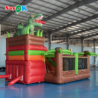 Sayok Commerciële Opblaasbare Dino Springkasteel met Glijbaan Combo voor Buitenevenement