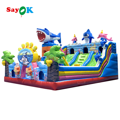 Sayok Reuzen Zeewereld Opblaasbare Springkasteel Combo Kinder Speeltuin Opblaasbaar Springkasteel met Glijbaan en Klimwand