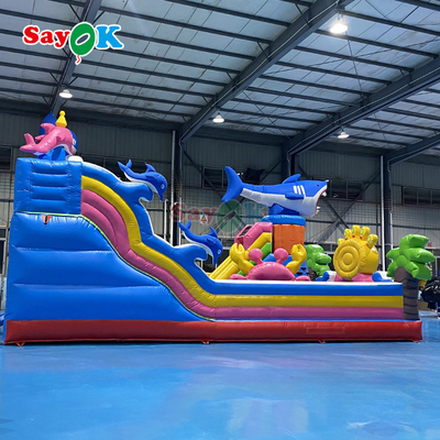 Sayok Reuzen Zeewereld Opblaasbare Springkasteel Combo Kinder Speeltuin Opblaasbaar Springkasteel met Glijbaan en Klimwand