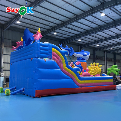 Sayok Reuzen Zeewereld Opblaasbare Springkasteel Combo Kinder Speeltuin Opblaasbaar Springkasteel met Glijbaan en Klimwand