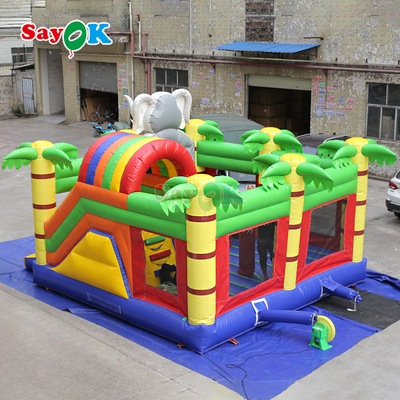 Sayok Olifant Jungle Thema Opblaasbare Springkussen Combo Opgeblazen Springkasteel voor Kinderen