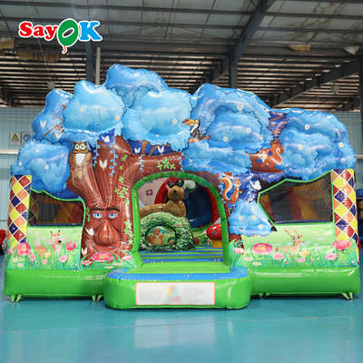 Jungle Themed Bouncy Castle opblaasbare opblaasbare bouncer slide combo voor kinderen