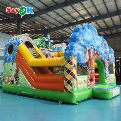 Jungle Themed Bouncy Castle opblaasbare opblaasbare bouncer slide combo voor kinderen