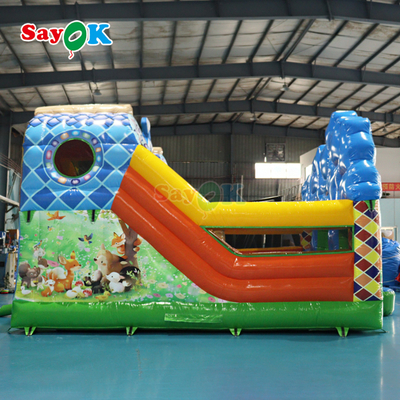 Jungle Themed Bouncy Castle opblaasbare opblaasbare bouncer slide combo voor kinderen