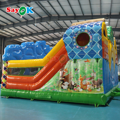 Jungle Themed Bouncy Castle opblaasbare opblaasbare bouncer slide combo voor kinderen