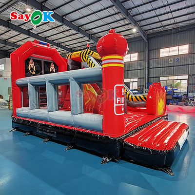 Gepersonaliseerde opblaasbare kasteel brandweerkazerne opblaasbare brandweerkazerne met glijbaan