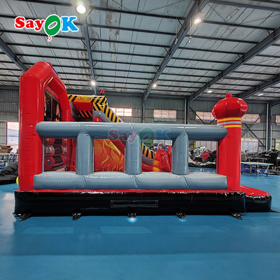 Gepersonaliseerde opblaasbare kasteel brandweerkazerne opblaasbare brandweerkazerne met glijbaan