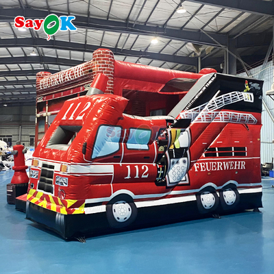 Gepersonaliseerde opblaasbare kasteel brandweerkazerne opblaasbare brandweerkazerne met glijbaan