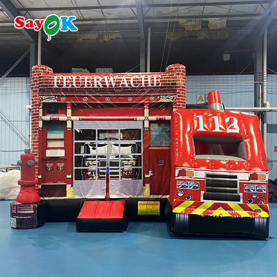 Gepersonaliseerde opblaasbare kasteel brandweerkazerne opblaasbare brandweerkazerne met glijbaan