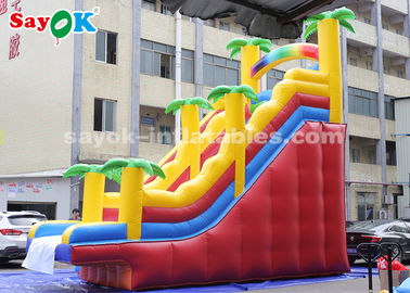 Commerciële opblaasbare glijbaan 8*4*7m PVC Kokosboom Opblaasbare glijbaan met twee luchtblazers voor kinderen