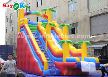 Commerciële opblaasbare glijbaan 8*4*7m PVC Kokosboom Opblaasbare glijbaan met twee luchtblazers voor kinderen