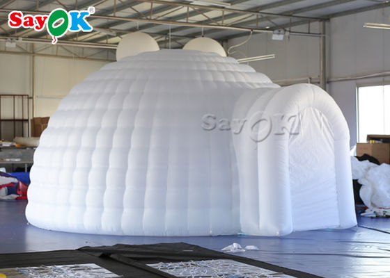 Opblaasbare buitentent 5m witte opblaasbare igloo koepel tent met led licht voor bruiloft evenement