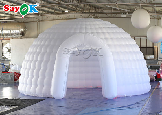 Opblaasbare buitentent 5m witte opblaasbare igloo koepel tent met led licht voor bruiloft evenement