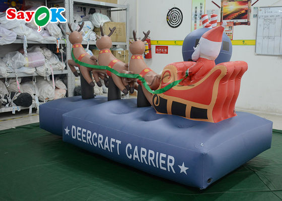 2.5m 7.5ft Opblaasbare Kerstmis Santa Claus Three Reindeer Pull Carts van Vakantiedecoratie