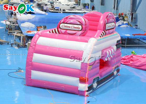 Opblaasbare gazontent 4.5x3x3.8m Roze autovorm opblaasbare luchttent snoep voedsel floss stand voor buiten