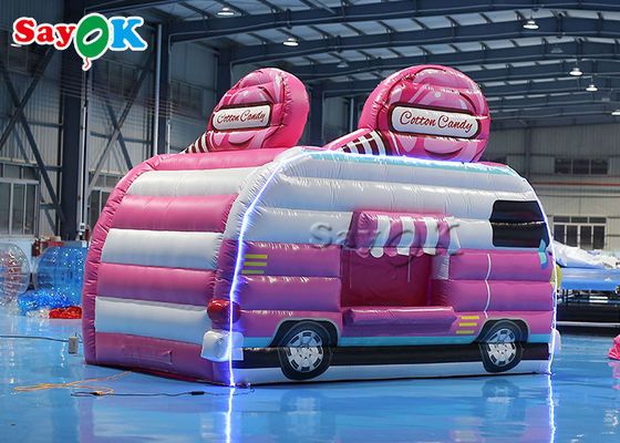 Opblaasbare gazontent 4.5x3x3.8m Roze autovorm opblaasbare luchttent snoep voedsel floss stand voor buiten