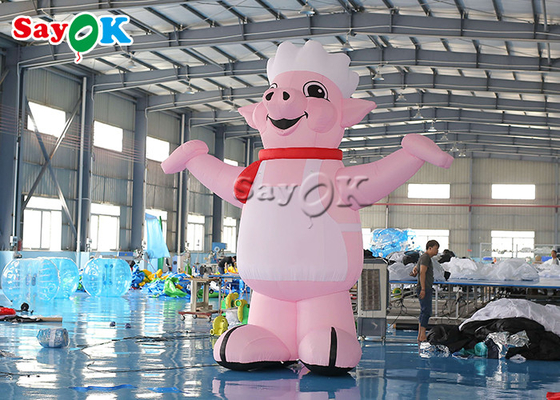 Opblaasbare reclameballonnen 4m 13ft mascotte Roze opblazen tekenfilmfiguren Varken kok model voor restaurant opening