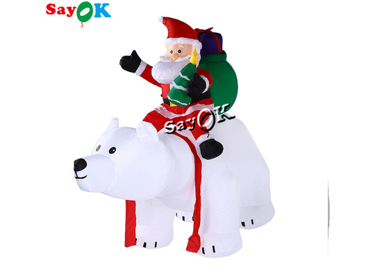 6 van de de Decoratieyard van de Kerstmis van de Opblaasbare Vakantie het Gazonvoeten Slag - omhoog Santa Claus Rides Polar Bear