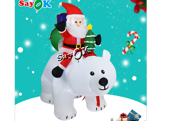 6 van de de Decoratieyard van de Kerstmis van de Opblaasbare Vakantie het Gazonvoeten Slag - omhoog Santa Claus Rides Polar Bear