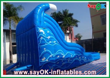 Opblaasbare glij- en glijbaan met zwembad Milieuvriendelijk Blauwe Oceaan Opblaasbare glijbaan 0,55 mm PVC met waterbad