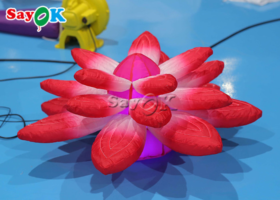 3.28ft de decoratie die van het halstadium met rode opblaasbare lichten lotusbloem hangen
