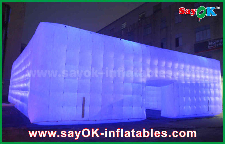 Promotionele opblaasbare camping kubus tent met led licht voor evenement feest opblaasbare huis tent